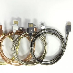 Cáp mặt kép USB 2.0 Cáp kim loại Sạc tròn Nhôm Vỏ Micro to Cáp dữ liệu USB 2.0