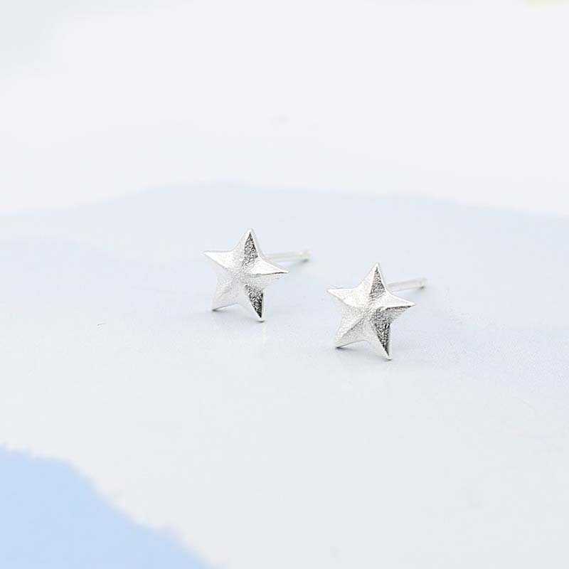 S925 Trang sức tai bạc Star mài tai Nail Trang sức nhỏ đơn giản