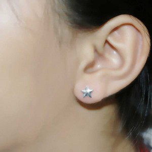 S925 Trang sức tai bạc Star mài tai Nail Trang sức nhỏ đơn giản