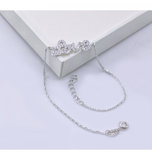 Vòng tay bạc 925 Nữ thời trang Vòng tay khảm trái tim TÌNH YÊU Vòng tay tùy chỉnh gốc