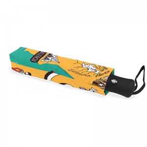 Windproof tùy chỉnh in vải pongee 2 phần sợi thủy tinh sườn tự động 3 ô có thể gập lại