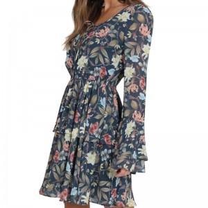 Chuông tay áo cho phụ nữ in thời trang mini