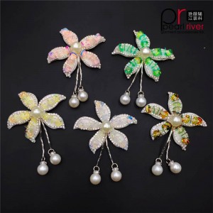 Bản vá rhinestone Orignality với ngọc trai thủy tinh Patch đẹp