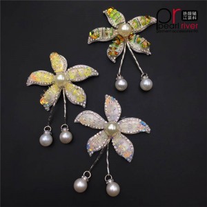 Bản vá rhinestone Orignality với ngọc trai thủy tinh Patch đẹp