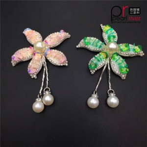 Bản vá rhinestone Orignality với ngọc trai thủy tinh Patch đẹp