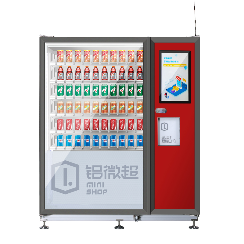 SWIFT Mẫu mới Cửa hàng tiện lợi bằng nhôm Tự động uống lạnh Combo Quảng cáo Máy bán hàng tự động với màn hình LCD