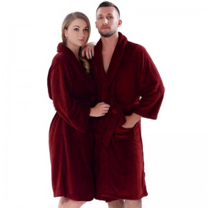 Người lớn Coral Lông cừu Robes Đàn ông Phụ nữ Áo tắm màu rắn Cặp đôi Đồ ngủ