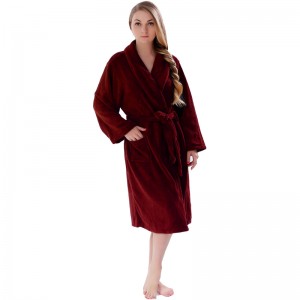 Người lớn Coral Lông cừu Robes Đàn ông Phụ nữ Áo tắm màu rắn Cặp đôi Đồ ngủ