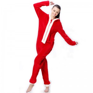 Ladies Coral Lông cừu Trang phục Giáng sinh Onesie