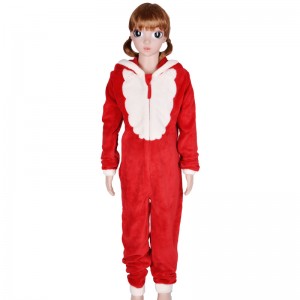 Kids Coral Lông cừu trùm đầu trang phục Giáng sinh Onesie
