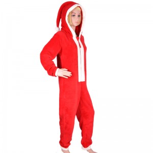 Kids Coral Lông cừu trùm đầu trang phục Giáng sinh Onesie