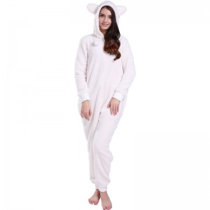 Phụ nữ kem Onesie Pyjama trùm đầu với Tai động vật