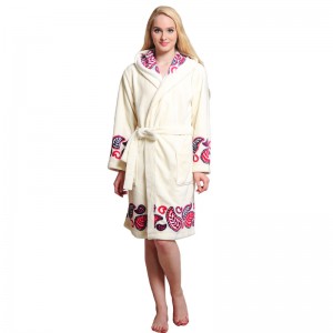 Phụ nữ Vị trí in Robes Flannel Lông cừu Bộ đồ ngủ Phụ nữ trùm đầu