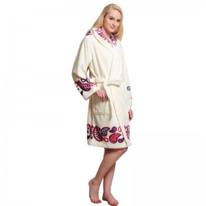 Phụ nữ Vị trí in Robes Flannel Lông cừu Bộ đồ ngủ Phụ nữ trùm đầu