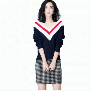 Áo len dệt kim cổ lông chéo Merino 100% tùy chỉnh