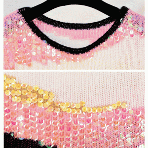 2019 Handmade may Sequin Appliques Fall Winter Mohair Pullover Sweater