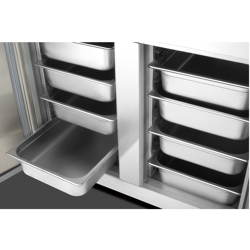 Thiết kế sang trọng nhà bếp thương mại undercount tủ lạnh tủ lạnh bàn làm việc phù hợp cho chảo nướng 400 * 600mm