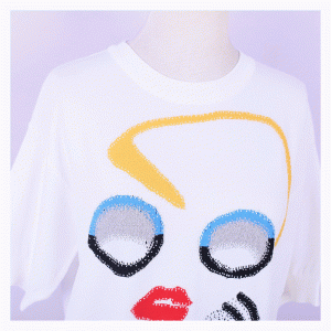 Tùy chỉnh đôi môi màu đỏ Jacquard Jacquard mùa hè đan áo len