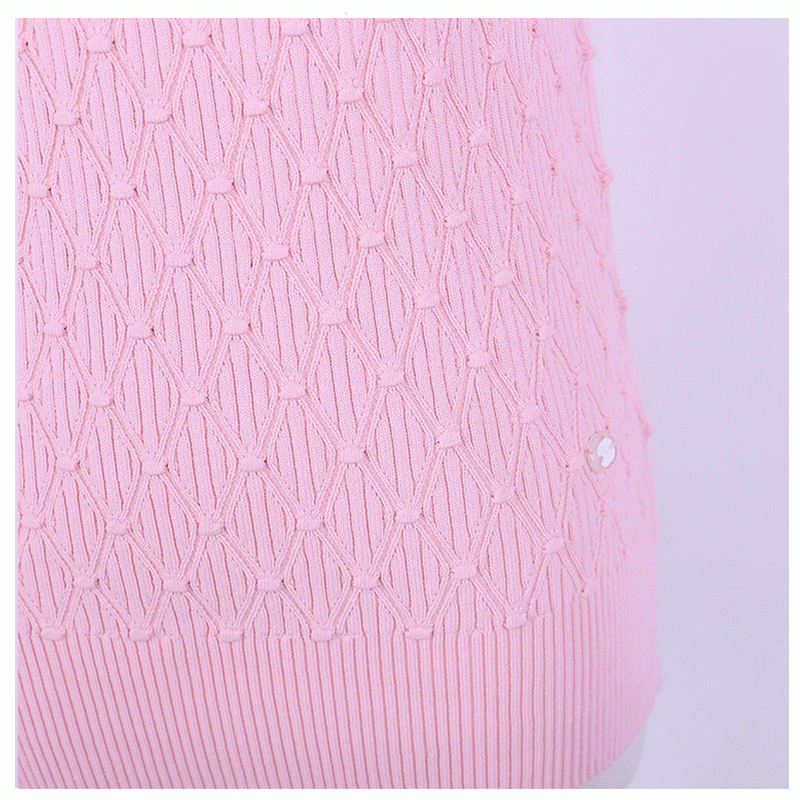 Áo lưới kim cương 2018 mùa hè ngắn tay áo dệt kim áo len nữ