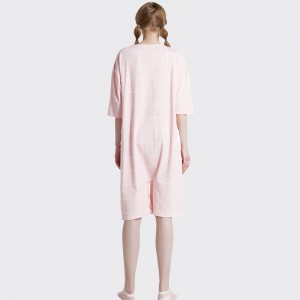 Phụ nữ Onesie Pink In Cotton Jersey Bộ đồ ngủ thêu