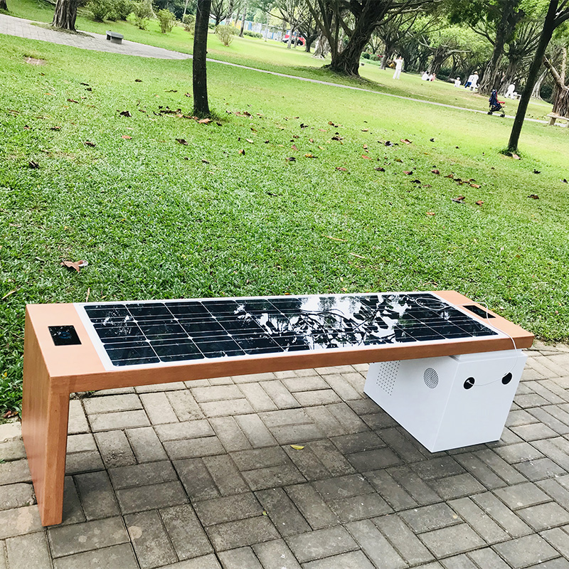 Solar Powered Smart Nội thất ngoài trời Ghế kim loại Ghế ngồi cho công viên và đường phố