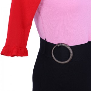 Mùa hè 2018 Cowl Cổ tay áo ngắn Nữ hai mảnh Set áo len đan