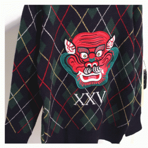 Ấm áp mặt rồng Patchworks Mùa đông dày máy tính dệt kim áo len Áo thun