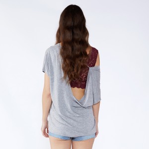 Thiết kế cổ áo không đối xứng Kiểu dáng áo hở lưng cho bé gái JCGJ190315080