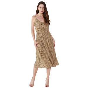 Sọc mùa hè 2019 Chiffon Veste Casuales Phụ nữ Đầm cổ điển