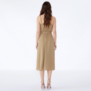 Sọc mùa hè 2019 Chiffon Veste Casuales Phụ nữ Đầm cổ điển