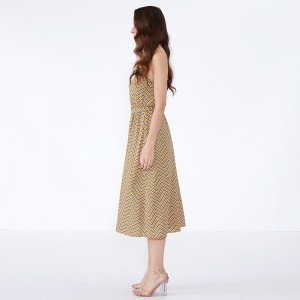 Sọc mùa hè 2019 Chiffon Veste Casuales Phụ nữ Đầm cổ điển