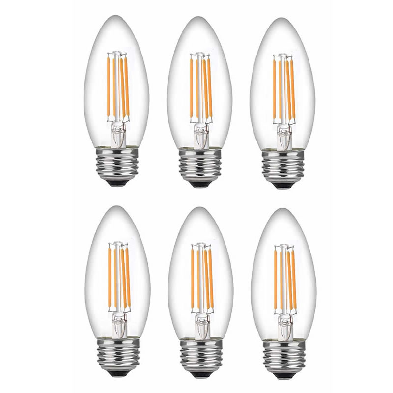 Bóng đèn LED nến 60 watt Cơ sở trung bình, Bóng đèn nến, Bóng đèn có thể điều chỉnh rõ ràng Bóng đèn LED 60 watt (Chỉ sử dụng 4,5 watt), Bóng đèn dây tóc LED C37