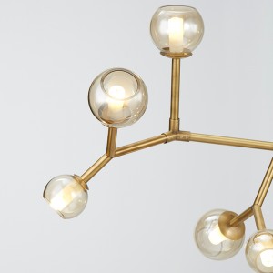 Cá tính đơn giản Kính sắt Phòng khách Phòng ăn Đèn chùm khách sạn Km2149