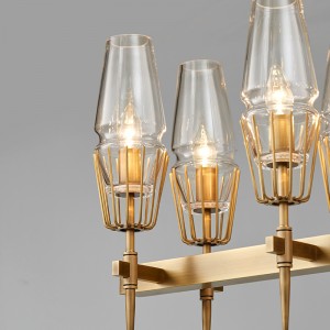 Bắc Âu Đơn giản cá tính Kính sắt Long Nhà hàng Đèn chùm Km2145