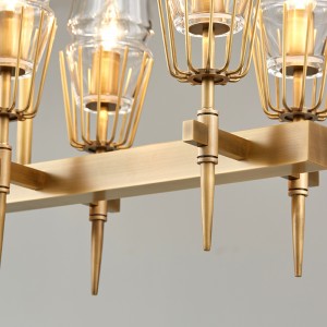 Bắc Âu Đơn giản cá tính Kính sắt Long Nhà hàng Đèn chùm Km2145