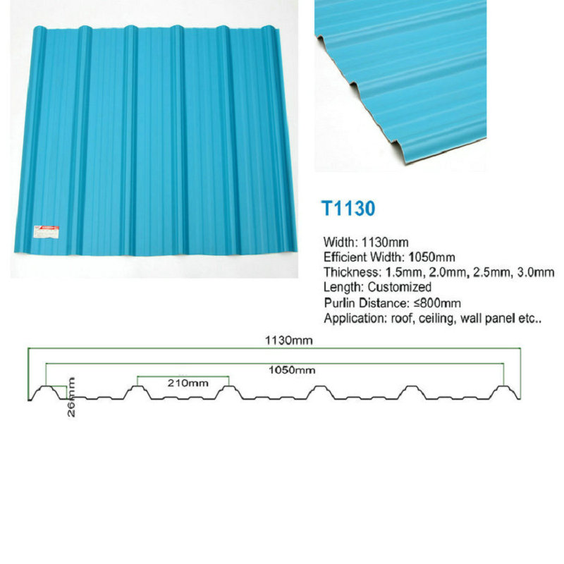 T1130 Tấm lợp mái bằng nhựa ASA PVC UPVC Tấm nhựa hình thang