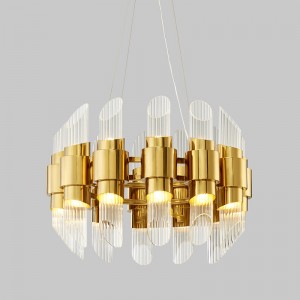 Modern Glass Glass Phòng khách Phòng ngủ Đèn chùm kim loại Km2129