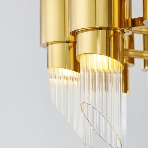 Modern Glass Glass Phòng khách Phòng ngủ Đèn chùm kim loại Km2129