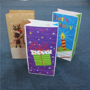 Không có tay cầm Túi giấy cho bữa tiệc Đóng gói hàng hóa Cookie Candy Túi giấy kraft