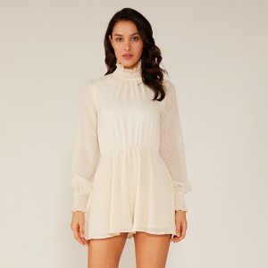 Summer Ladies Fashion Chiffon Halter Đầm ren trắng