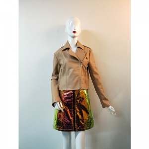 ÁO KHOÁC BROWN PU BIKER RLWPJ0006N