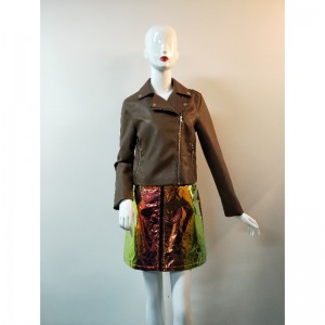 ÁO KHOÁC BROWN PU BIKER RLWPJ0012N