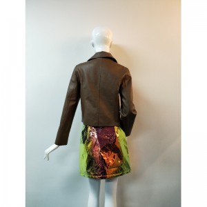 ÁO KHOÁC BROWN PU BIKER RLWPJ0012N