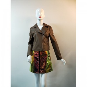 ÁO KHOÁC BROWN PU BIKER RLWPJ0016N