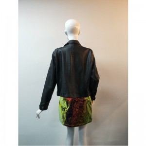 ÁO KHOÁC ĐEN PU BIKER RƯỢU RLWPJ0023N