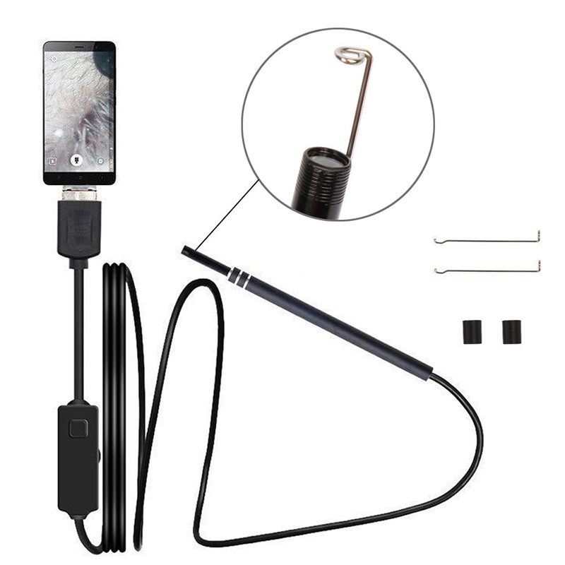 Công cụ tẩy lông tai 2 trong 1 Borescope Công cụ tẩy lông 720P với 6 đèn LED có thể điều chỉnh Tương thích với Android và iOS
