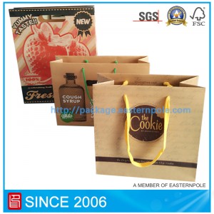 Túi giấy tái chế màu nâu với tay cầm cắt chết