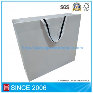 Túi giấy trắng sang trọng cho quần áo có đáy ngược