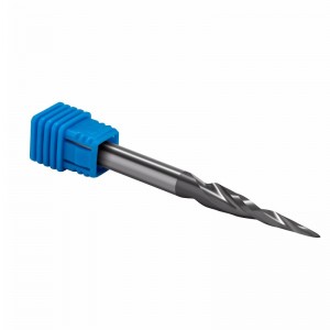CNC khắc Vonfram cacbua HRC55 với Bộ định tuyến được phủ Tiain Bits 4.82 Độ góc nghiêng hình nón Bán kính = 0,5mm X 1/4