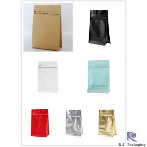 bọc đuôi dưới hộp nước bằng khóa E -zip và van cho trà cà phê.